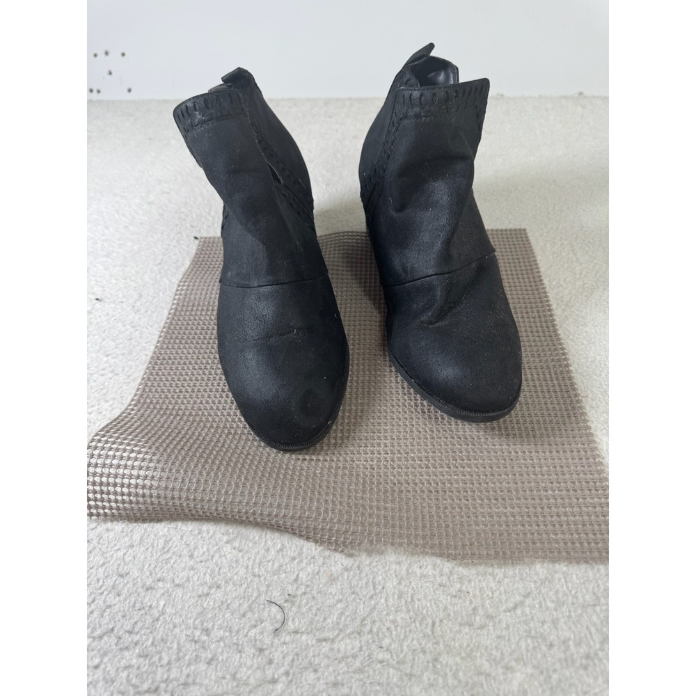 Rock & Candy Lipton Ankle Booties Womens 10 Black Good Perforated Block Heel